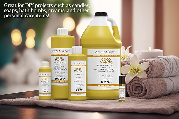 Aroma Depot 8 oz / 8 Ounce Coco Mango Unisex Perfume/Body Oil Our Interpretation, Premium Quality Uncut Fragrance Oil Soap, Candle Making & Incense