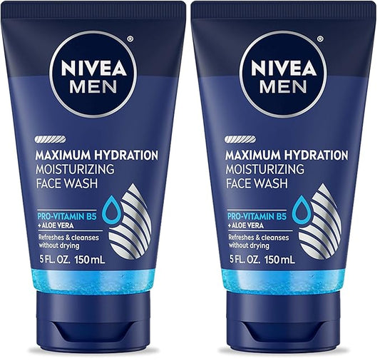 Nivea Men Maximum Hydration Moisturizing Face Wash with Aloe Vera, 5 Fl Oz Tube (Pack of 2)