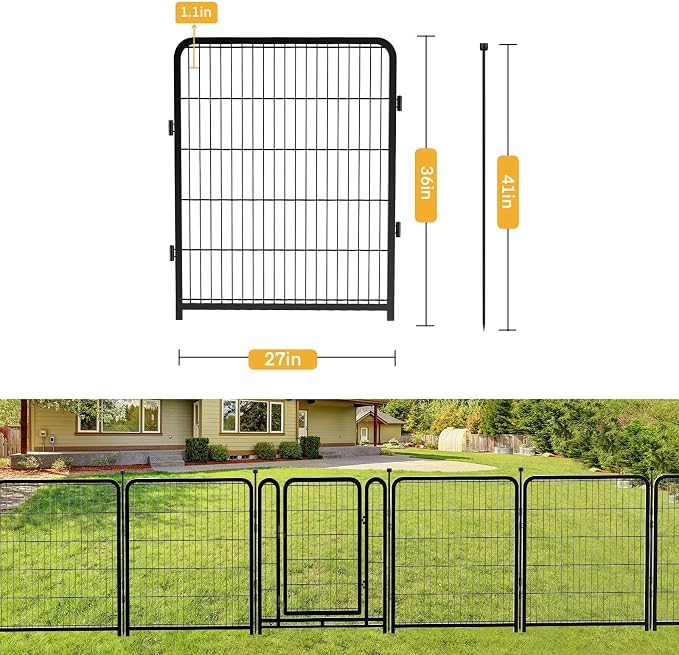 Getlay Garden Fence 36 Inch 14 Panels Without Gate, Inside and Outside, Total 31 Ft(l) Garden Fence for Yard and Dog, Black Dog Pen, Heavy Duty Pet Puppy Exercise Pen for Rv Camping