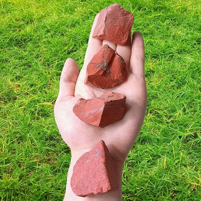 LAIDANLA Red Jasper 2" Natural Rough Stones Crystal Large Raw Crystals Bulk Healing Gemstones for Reiki Healing Tumbling Fountain Rocks Wire Wrapping Decoration Cabbing Lapidary 4PCS 0.55lb