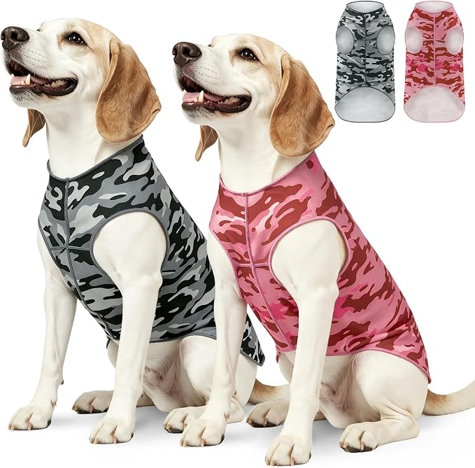 YUDODO 2 Pack Dog Shirts, Lightweight Stretchy Dog Tank Tops, Soft Pet Vest | Skin-Friendly, Breathable, Sleeveless, All Season Dog Clothes, For Small Medium Dogs, Pink+Gray, XL