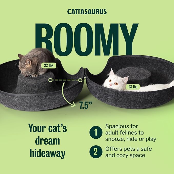 Peekaboo Cat Cave Donut for Multiple & Large Cats up to 30-45 lbs, 3-in-1 Self Warming Cat Bed, Tunnel & Scratcher for Indoor Cats, Washable & Detachable Small Dog Bed