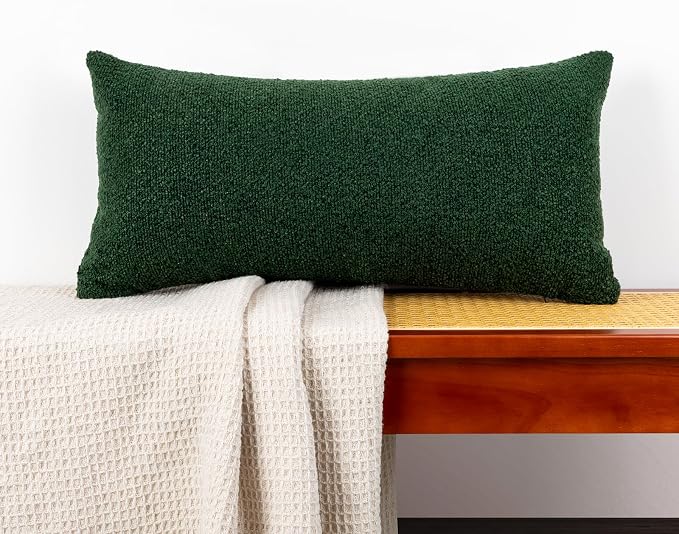 JoraLion 12x24 inch Boucle Lumbar Pillow Cover, Forest Elf Woven Texture Neutral Long Pillow Cover Breathable Cushion Case for Couch Sofa Bed Living Room Home Decor (Cover Only)