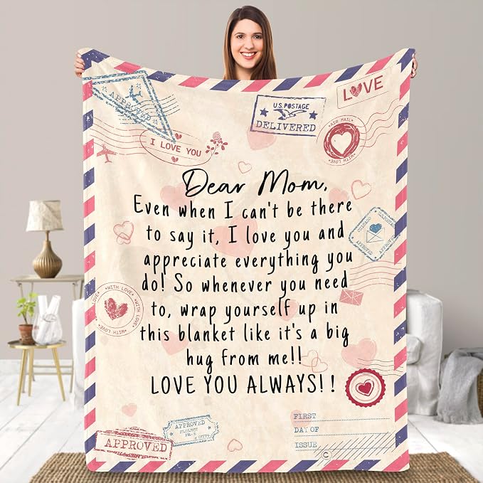UFOORO Gifts for Mom, Mom Birthday Gifts Blanket, Moms Gift for Women from Daughter Son, We Love You Present for Mother Mommy Mothers Day Blankets for Bed Couch 55 * 70 inch