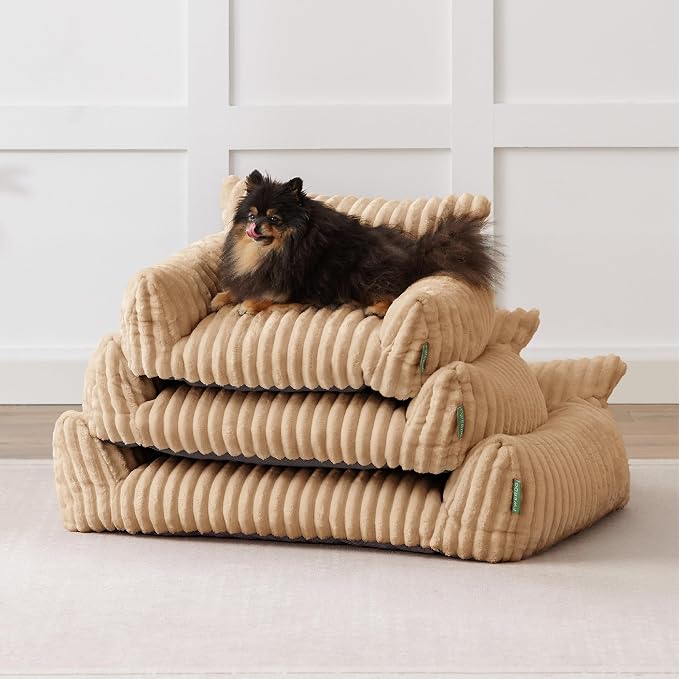 Cute Couch Bed for Pets, Supportive Cat Sofa for Indoor Cats, Medium Dog Sofa Bed for Medium Dogs, Beige, 30 inches