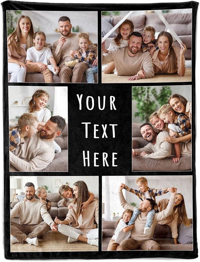 Funny DIY Custom Blanket Customize Photos Blanket Personalized Blankets with Picture Text Customized Christmas Valentines Day Birthday Gifts for Couple Boyfriend Girlfriend Him Her Men Women Dad Mom