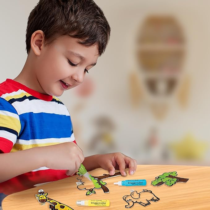Imagimake Window Art Jungle Suncatcher Kit | Animal Toys | Girls Toys Age 6-8 | Arts and Crafts for Kids Ages 8-12 | Creative Fun Craft Kit for Ages 5-7-9 | Girls & Boys Christmas Gifts Age 8-10-12