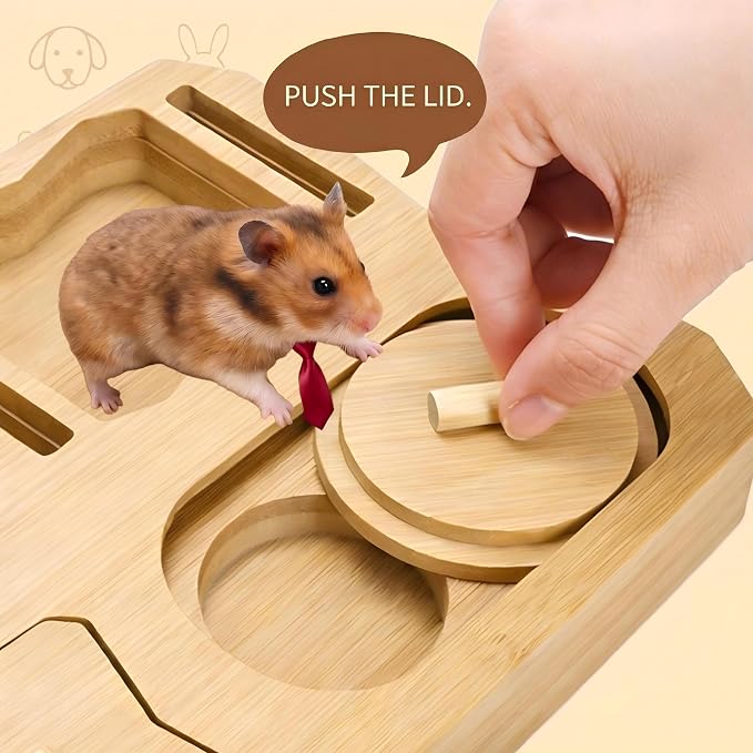 6-in-1 Guinea Pig Foraging Toys, Bamboo Hamster Enrichment Toys, Snuffle Puzzle Feeder with Hide Treats for Small Animals, Rabbits, Chinchilla, Rat