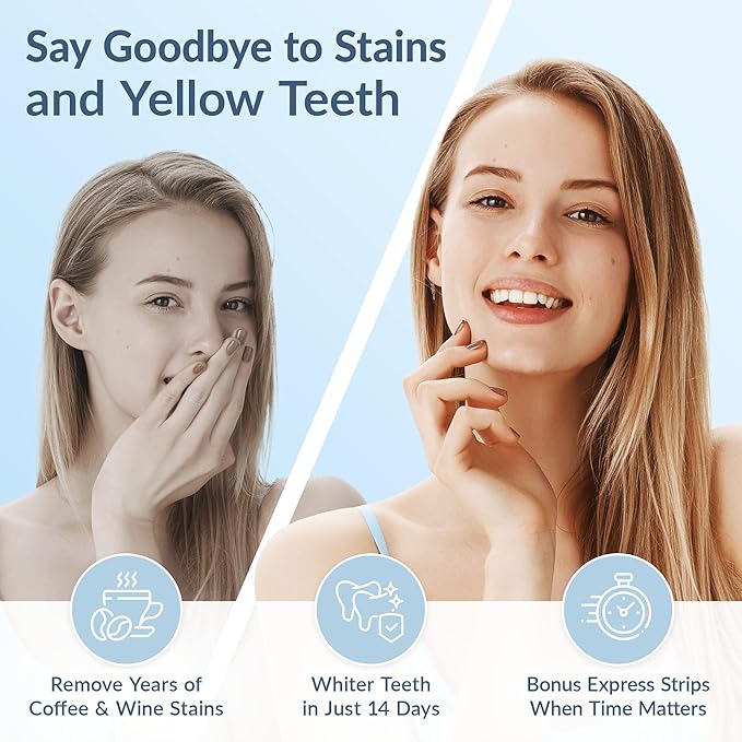 Professional Teeth Whitening Strips - Pack of 44 Strip - 22 Treatments Kit - Safe for Enamel - Non Sensitive Teeth Whitening - Whitening Without Any Harm + Mouth Opener Included