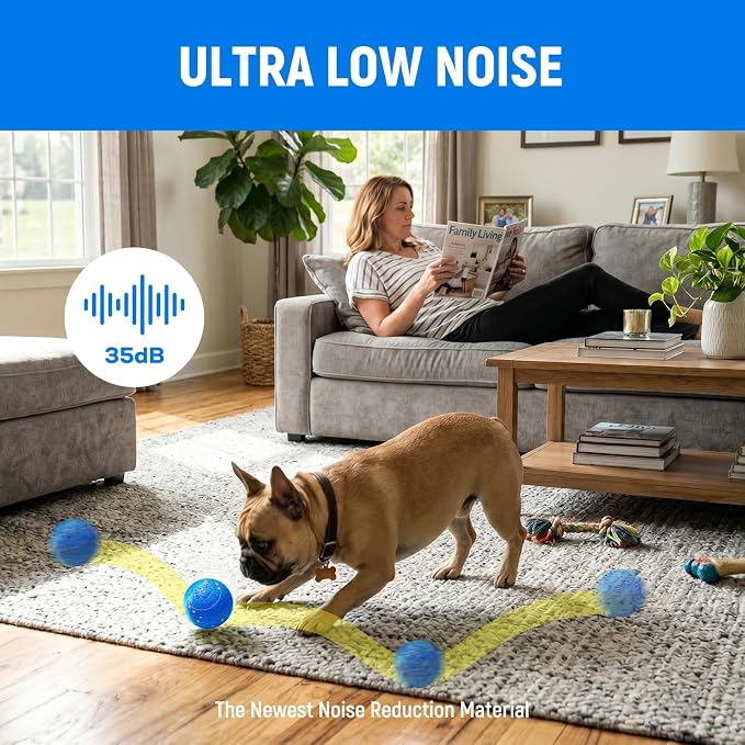 Interactive Dog Ball Toys - Automatic Moving, Bouncing Chew Toys, Wicked Balls with 3 Modes, E-TPU Vibrating Dog Ball for Small/Medium/Large Dogs, Birthday Gifts for Dogs(Blue)