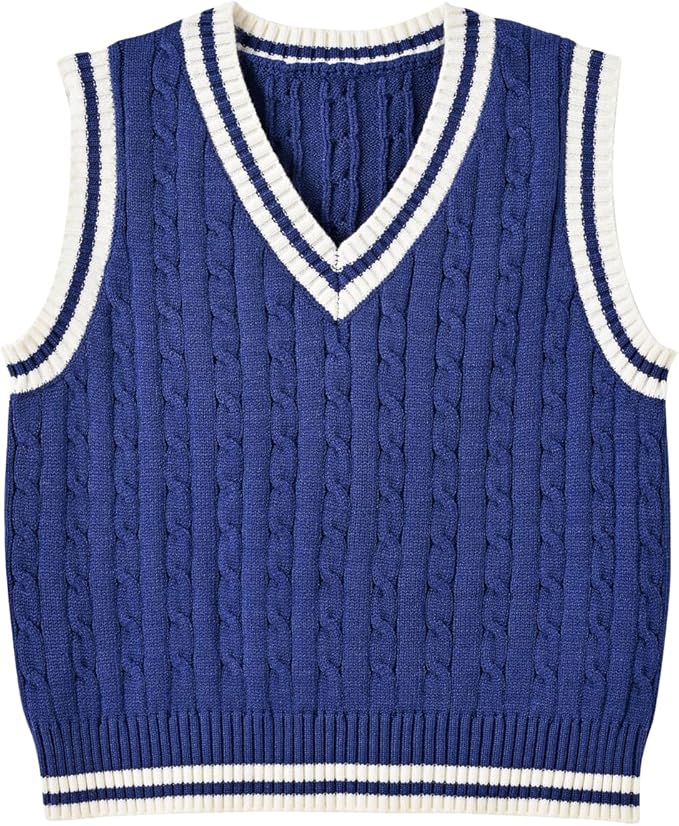 Women's Sweater Vest,Y2K Sleeveless Pattern Preppy Style Knitted Crop Tank Top for Girl