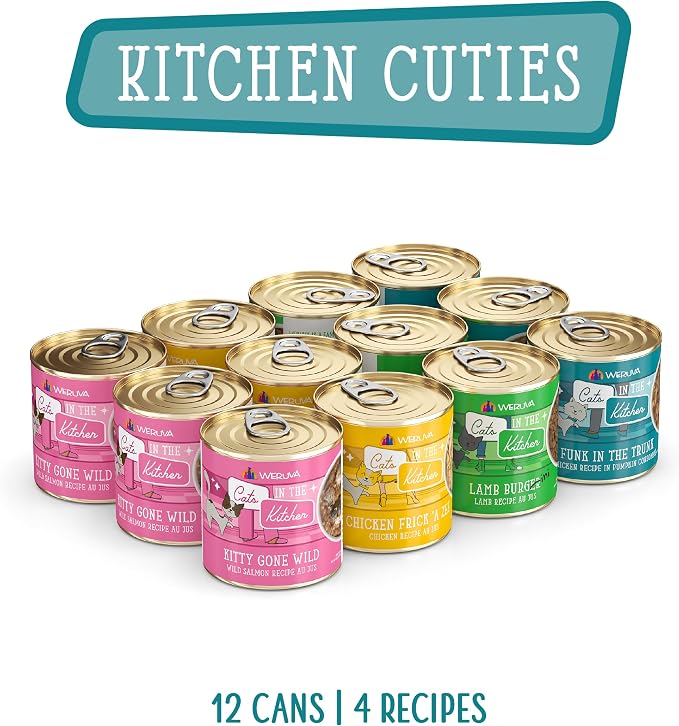 Weruva Cats in the Kitchen, Kitchen Cuties Variety Pack, Wet Cat Food, 10oz Cans (Pack of 12)