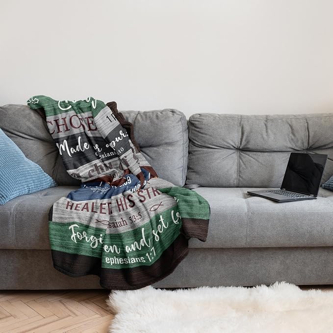 Christian Gifts for Men, Christian Gift Blanket 60"x50", Religious Gifts for Men, Bible Gifts, Catholic Gifts, Spiritual Inspirational Baptism Gifts, Encouragement Birthday Gift for Man of God