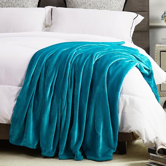 DREAMNINE Pack of 10 Fuzzy Soft Fleece Throw Blanket for Couch Sofa 50" x 60", Decorative Solid Lightweight Velvet Blankets for Chair, Cozy Accent Shaggy Plush Flannel Blanket for Bedroom, Teal
