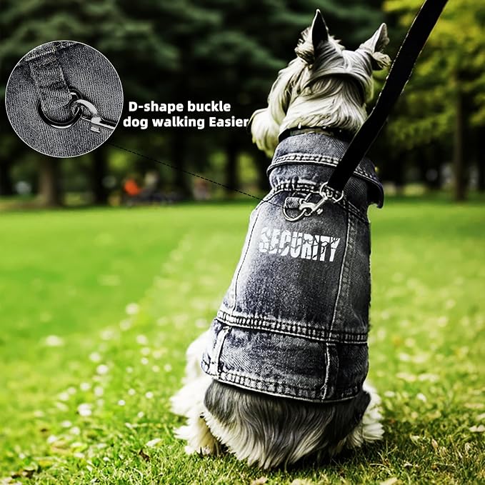 Black Security Dog Jean Jacket,Pet Denim Coat,Puppy Clothes(XL) | Small Dogs Cotton Classic Overalls Cat Costumes Sleeveless Washed Vest Outfit T-Shirts Male Boy Girl