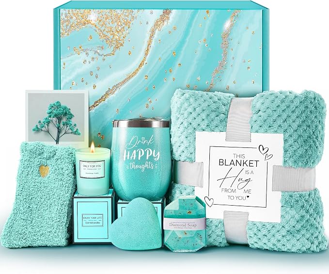 Gift Basket for Women Birthday Christmas Unique, Self Care Package | Get Well Soon Gardenia Relaxing Bath Spa Thinking of You Sympathy Thank You Gift Set for Mom w/ Blanket