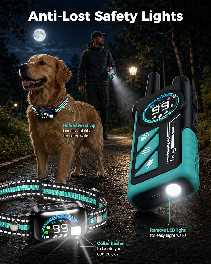 Sevy Buzzy 2-in-1 Dog Bark Collar & Dog Shock Collar with Remote, Smart Anti Bark Dog Training Collar, 3300FT Dog E Collar with 4 Training Modes, LED Light, IP67 Waterproof for Small Medium Large Dogs