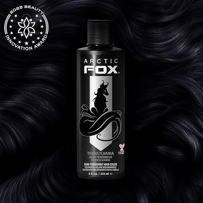 Arctic Fox Semi-Permanent Hair Dye, Vegan & Cruelty-Free, Conditioning, Ammonia-Free, Peroxide-Free, Transylvania Black, Long Lasting Color, For All Hair Types, 8 Fl Oz (Pack of 2)