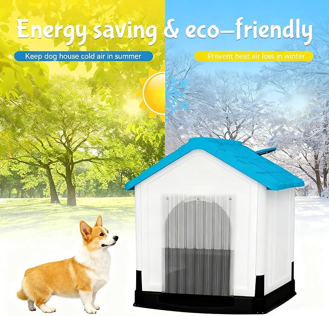 Dog House Door Flap with Metal Strips 7.5 in x 70 in | Plastic Vinyl Dog Door Strips, Cat House Flap for DIY Doggie Door - Doghouse Weather Insulation Flap