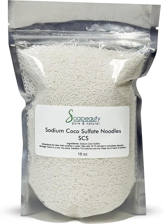 Soapeauty Coconut Oil SCS Noodles Surfactant for Skin Care Products - Sodium Coco Sulfate Noodles for Shampoo Conditioner Set, Soap Making Supplies, Body Lotion - 16 OZ