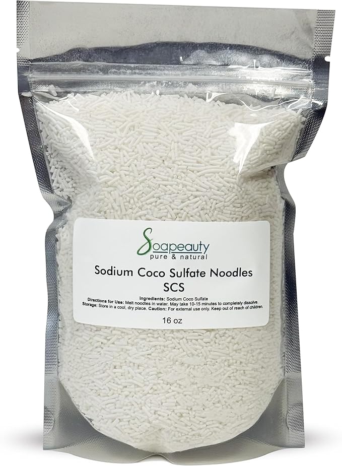 Soapeauty Coconut Oil SCS Noodles Surfactant for Skin Care Products - Sodium Coco Sulfate Noodles for Shampoo Conditioner Set, Soap Making Supplies, Body Lotion - 16 OZ (Pack of 2)