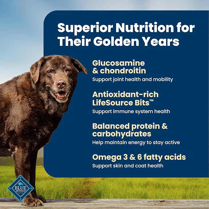 Blue Buffalo Life Protection Formula Chicken Senior 7+ Dry Dog Food, 5 lb | Real Chicken #1 Ingredient, Glucosamine & Chondroitin for Joint Health & Mobility, Antioxidant-Rich LifeSource Bits,