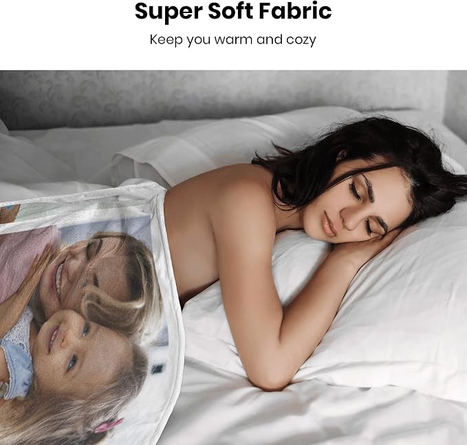Custom Mom Blanket with Photos, Personalized Best Mom Ever Gifts | Customized Mother's Day Blanket, Personalized Christmas Birthday Gifts for Mom from Daughter