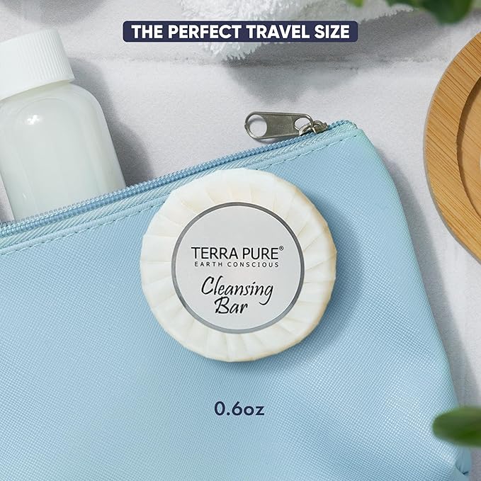 Terra Pure White Tea & Coconut Soap | Travel Size Toiletries Bulk Set for Hotel Essentials | 0.6 oz Bar Soap | 300 Pieces