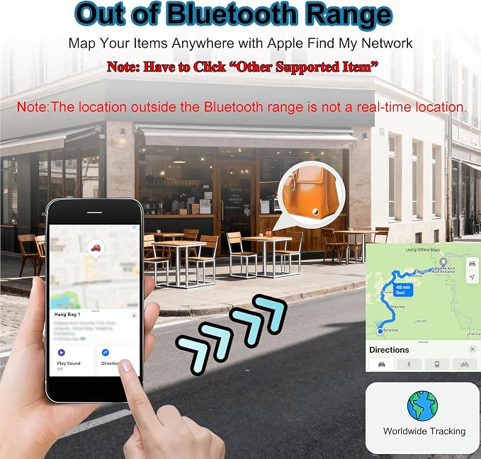 Air Tracker Tags 2 Pack, Bluetooth Tracker for iPhone iPad Find My iOS Only | Key Item Finder Locator with Sound, Smart Luggage Tag for Suitcases, Keys, Bags, Pets, Wallet, Backpack, Replaceable Battery