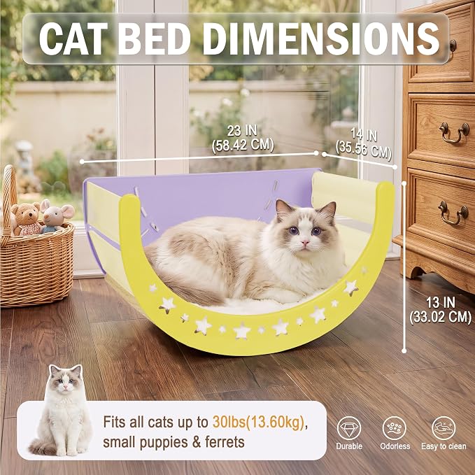 Cat Scratcher Bed, 3 in 1 Design-Bed, Scratcher, Hideaway Cave | with Elevated Sisal Pad & Reversible Fleece Mat,Sturdy HDPE Lounge for Indoor Cats, Tool-Free 30s Assembly, Supports 30 lbs