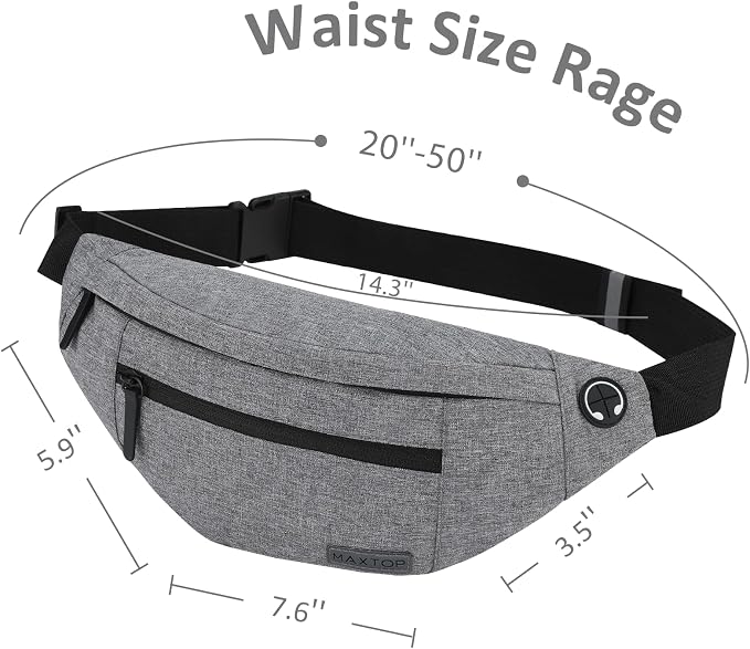 MAXTOP Large Crossbody Fanny Pack with 4-Zipper Pockets,Gifts for Enjoy Sports Festival Workout Traveling Running Casual Hands-Free Wallets Waist Pack Phone Bag Carrying All Phones