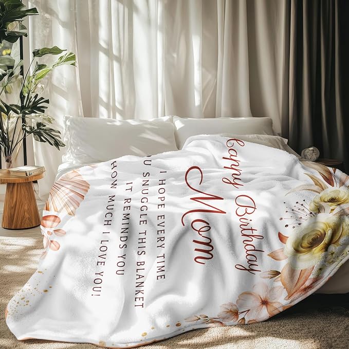 Birthday Gifts for Mom, Mom Birthday Gifts from Daughter Son, Unique Gift for Mothers Birthday, Mothers Bday Gift Fleece Blanket 60 x 50 Inch