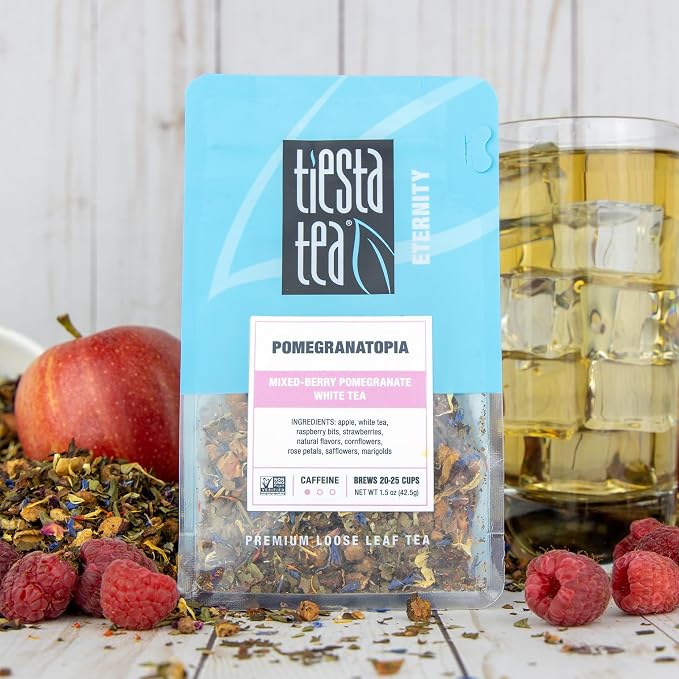 Tiesta Tea - Loose Leaf Herbal Tea Gift Box, Medium to Non-Caffeinated Assorted Blends, 3 Pouches for Hot & Iced Brews Variety Pack, Maui Mango, Nutty Almond Cream, and Pomegranatopia