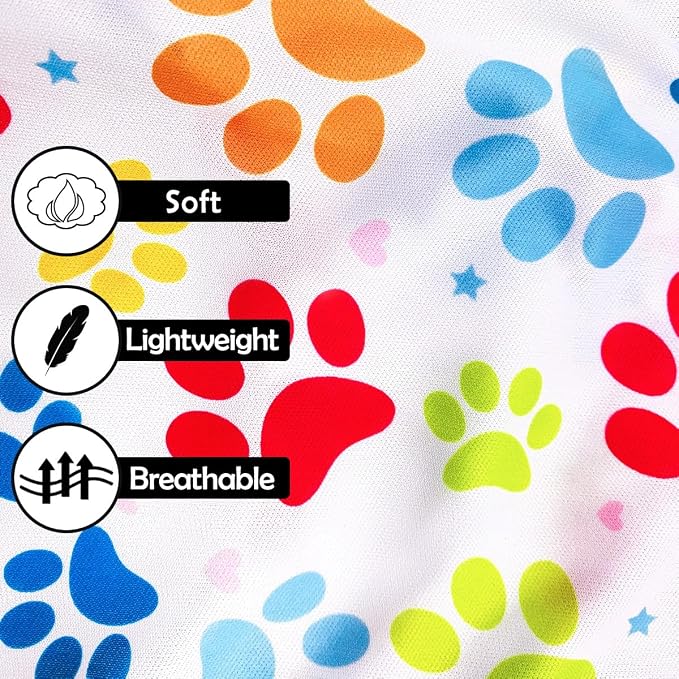 PET SHOW 4 Pack Paw Bone Printed Dog Clothes Shirts Soft Dog Vest Lightweight Sleeveless Cats Doggies T-Shirts Puppies Tank Top Tee Cat Clothes for Small Medium Dogs White Black Pink Blue L