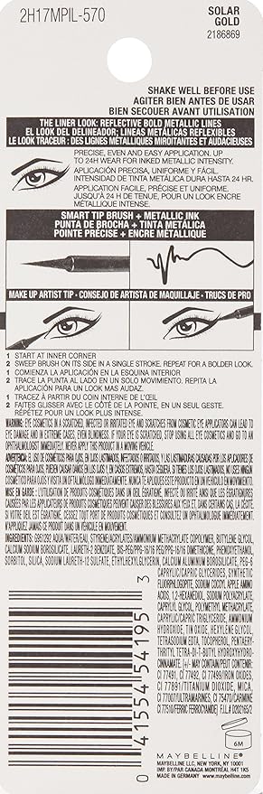 Maybelline New York Master Precise Ink Metallic Liquid Liner, Solar Gold, 0.06 Fluid Ounce