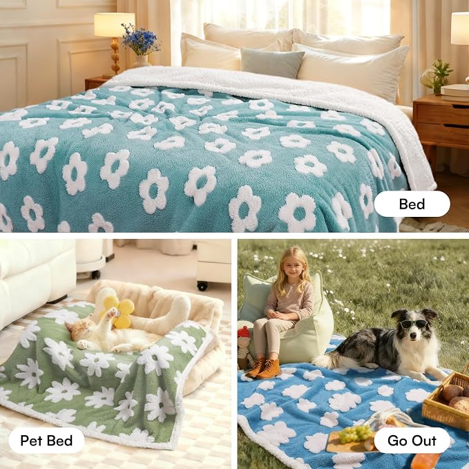 Luciphia Waterproof Dog Blanket for Small Dogs Cats Soft Reversible Fleece | Puppy Pet Blanket, Indoor Cats, Washable Cute Cozy Throw, Bed Cover, Couch Furniture Protector Gift (40" x 28", Blue)