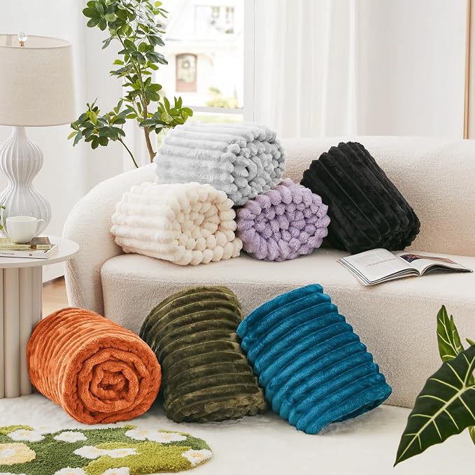 EXQ Home Gentle Soft Fleece Throw Blanket – Cozy Lightweight Blanket for Couch Bed – All-Season Warm Fuzzy Flannel Blanket for Women Mom Her – Gifts for Birthday(50"x60",Light Grey)