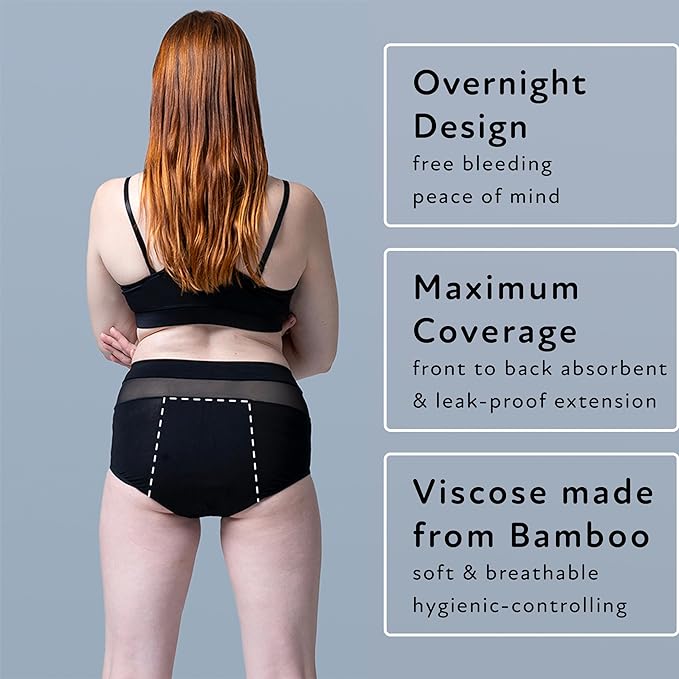 Goat Union Overnight Period Underwear for Women Heavy Flow, Leakproof Menstrual Panties Full Coverage