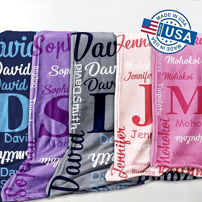 Yofair Ships Next Day, Personalized Blankets for Kids Custom Name Blanket for Boy Flannel Throw Blanket Customized Son Gifts for Teen Boys