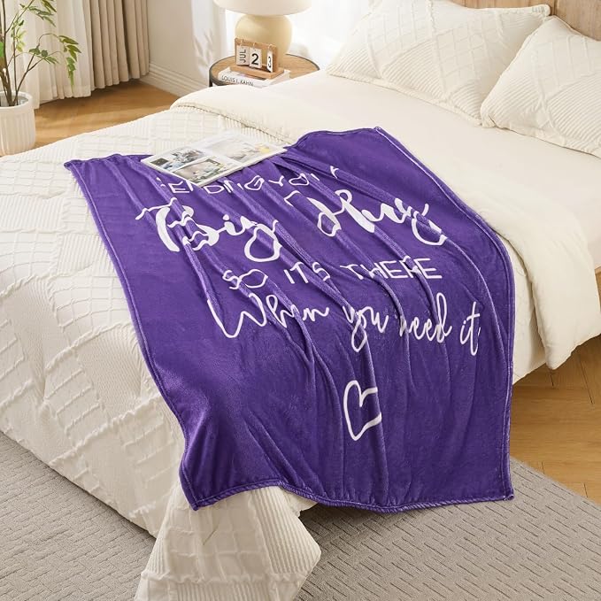 Thinking of You Gifts for Women Men – Get Well Blanket 50x60 Inch, Purple Flannel Comfort Hug Blanket, Sympathy Throw for After Surgery, Chemo, Illness, Recovery