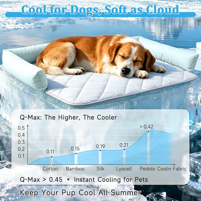 Cooling Blanket for Dogs, Dog Cooling Mat & Bed, Furniture Protector with Removable Washable Pillow, Durable & Breathable Pet Throw for Sofa, Car and Furniture Protector, Small