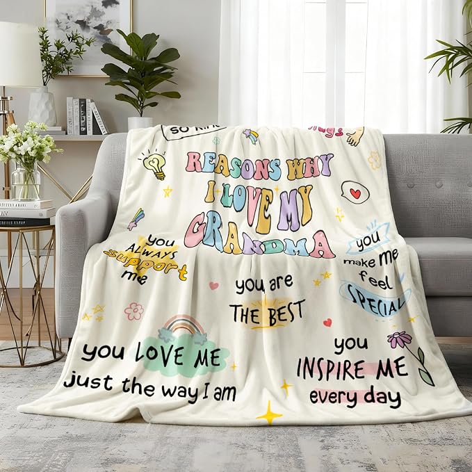 Grandma Gifts, Grandma Birthday Gifts from Grandkids, Grandmas Blanket, for Grandmas from Grandchildren, Grandmother from Granddaughter Grandson 60”x50”