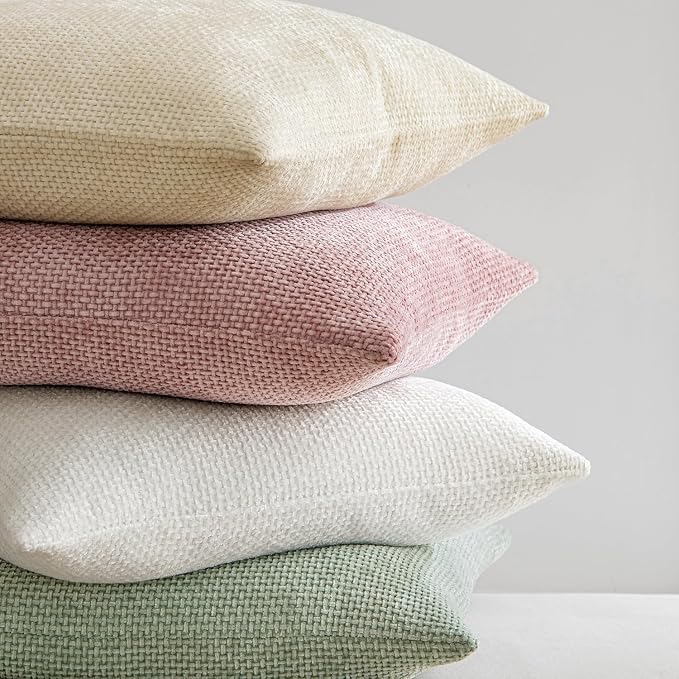 MIULEE Decorative Couch Throw Pillow Covers 20x20 Inch Neutral Cream 2 Pack | Modern Boho Accent, Soft Chenille Pillow Covers, Farmhouse Cushion Cases for Home Decor Bed Sofa Living Room