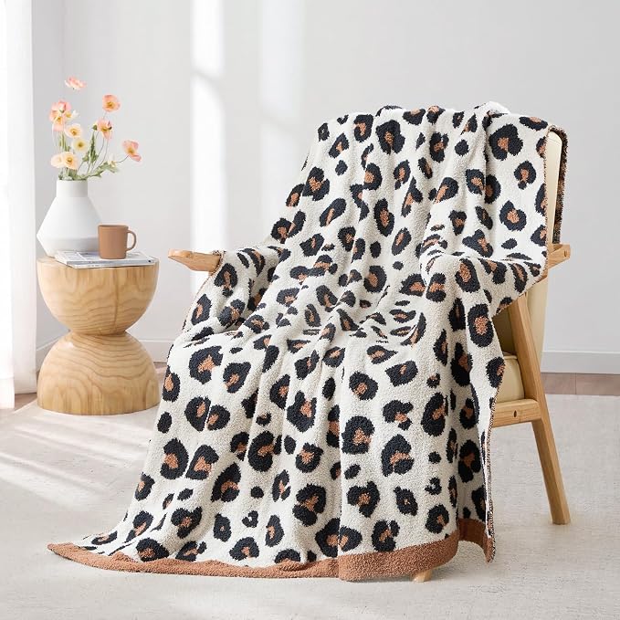Snuggle Sac Leopard Throw Blanket for Couch Bed Sofa 50x60 inches, Orange Brown Leopard Blanket Ultra Soft Cozy Blankets for Women Mothers Birthday Gifts