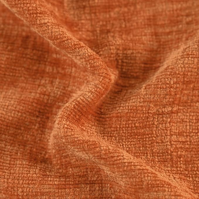 CaliTime Fall Decorative Throw Pillow Covers 16 X 16 Inches Burnt Orange | Pack of 2, Cozy Chenille Cushion Cases, with Pom Poms for Sofa Bed Living Room Farmhouse Home