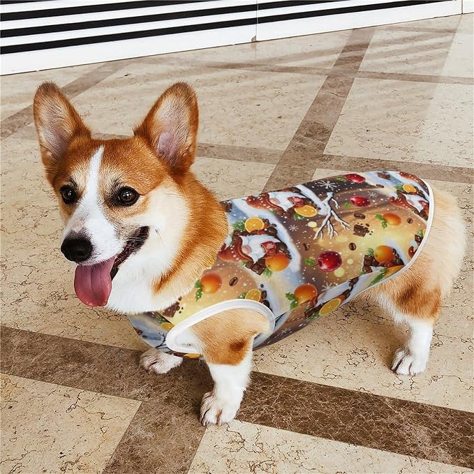 Dog Soft Breathable Clothes Cat Fashion Shirt Pet Snow Fruit Coffee Gnome Cute Tank Tops T Shirt