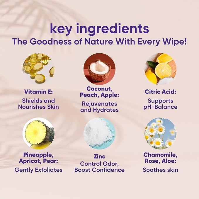 Violet Vibes Toilet-Friendly Coconut Rose Wet Wipes for Women | Butt & Vaginal Freshness | Soft, Clean, Refreshing Hygiene | Dermatologist Approved Flushable Feminine Wipe for Sensitive Skin 80 ct
