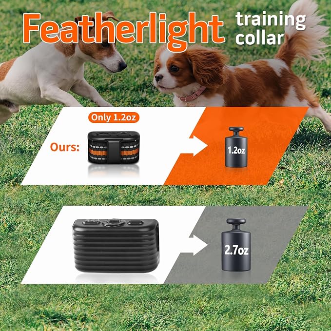 Lightweight Dog Training Collar with Remote for Small Dogs 5–15 lbs, Medium & Large Dogs, 1300FT Range, Waterproof, Rechargeable Training Device (Orange)