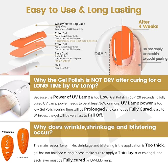 YTD Likomey Sunny Orange Gel Nail Polish,15ml Salon Home DIY Manicure and Pedicure Fall Winter UV Color Varnish,CS466