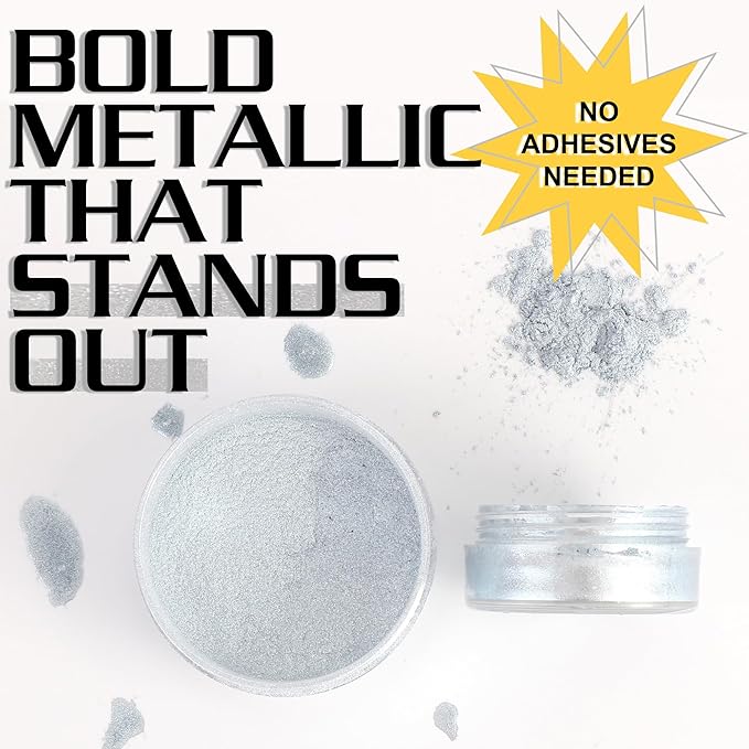 CCbeauty Silver Makeup Metallic Powder, Silver Metallic Chrome Powder For Face & Body Paint with Mixing Liquid, Shimmer Face Painting Kit For Halloween Costume Cosplay, Professional SFX Makeup Kit